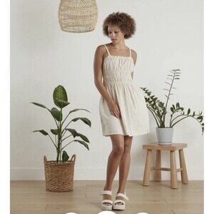Known Supply NWOT Bayside Pearl organic cotton cinched ruched Smocked dress S